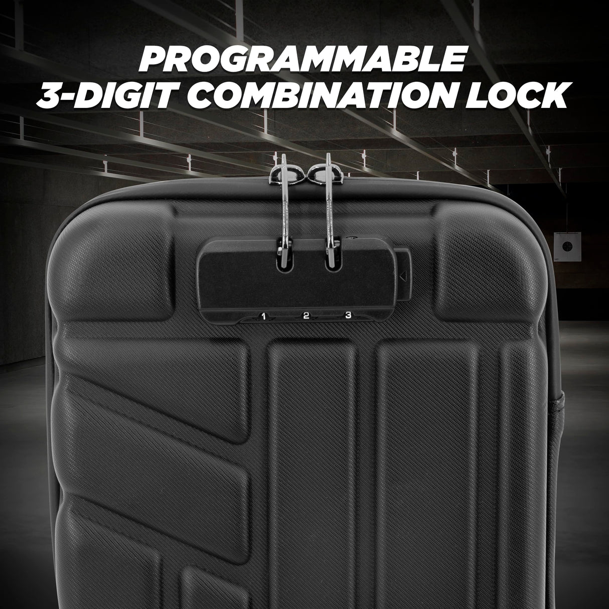 CASEMATIX Locking Pistol Case Fits Small to Large 9mm Pistols with Room For Extra Clips and Attachments- Portable EVA Gun Rug Handgun Case with Snap In Zippers, Water Resistant, Shoulder Strap CASEMATIX