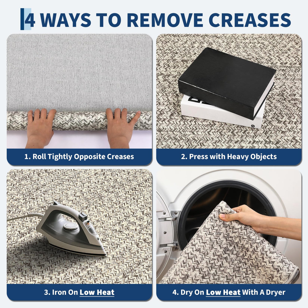 Garvee Printed Rug (Not Woven!) 8x10 Living Room Area Rug Non-Slip Washable Rugs, Farmhouse Scalloped Large Bedroom Rugs Stain Resistant Ultra-Thin Foldable Carpet for Nursery Dining Room Garvee