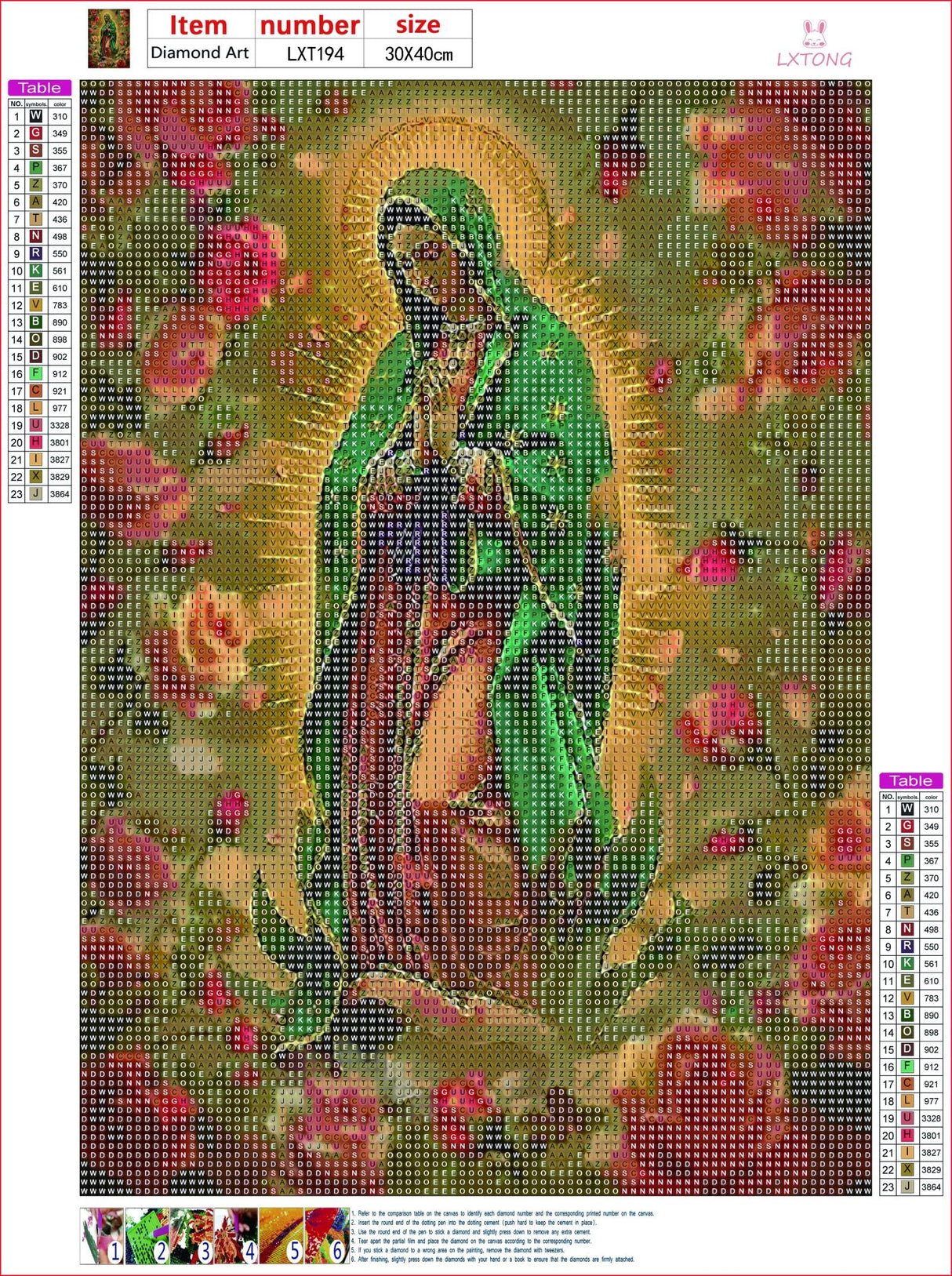 LXTONG Virgin Mary Diamond Painting Set for Adults, Virgin Mary Pray Diamond Painting by Numbers, Crystal Rhinestone Diamond Embroidery Paintings Arts and Crafts Wall Decor (12 X 16 Inches) LXTONG