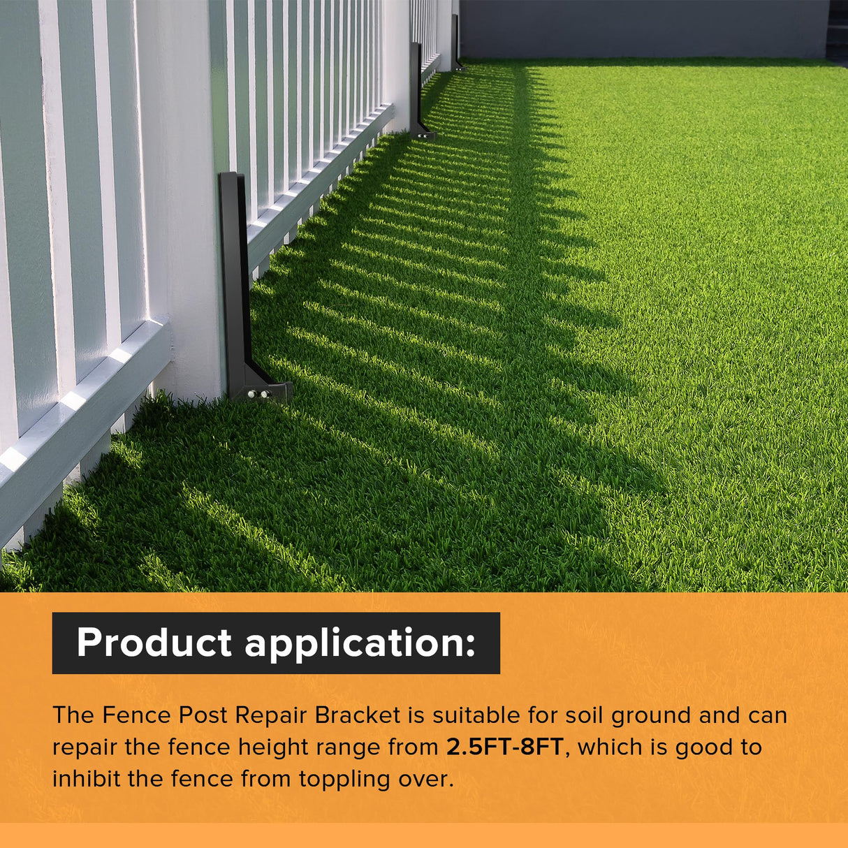 Fence Post Repair Stakes Kit - Heavy Duty Steel Wooden Fence Post Repair Bracket Anchor with Anti-Rust - Quick Fix Broken and Leaning Wood Fence Post Stabilizer Ground Spike (1 Pack) QAZWQAZ