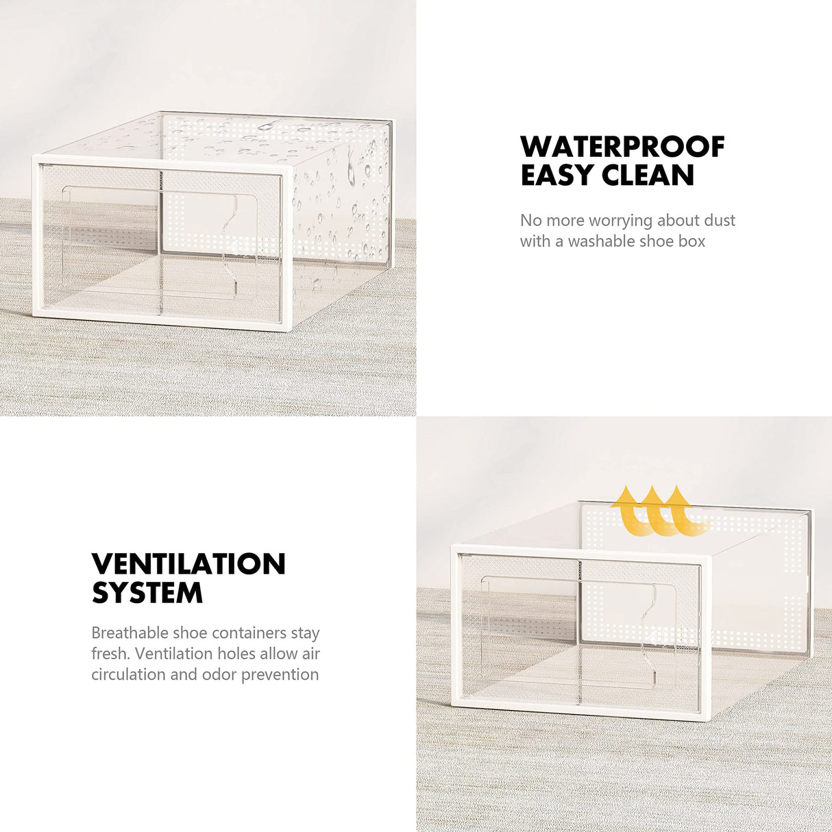 SEE SPRING 12 Pack Shoe Storage Box, Clear Plastic Stackable Shoe Organizer for Closet, Space Saving Foldable Shoe Rack Sneaker Container Bin Holder SEE SPRING