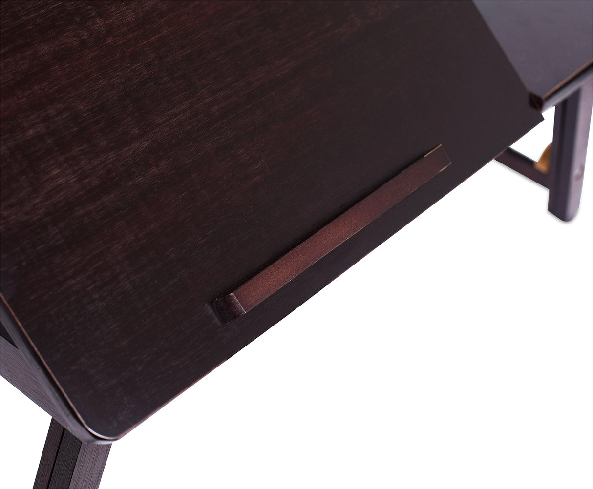 Sofia + Sam Bamboo Lap Tray with Adjustable Tilt Surface | Wooden with Folding Legs and Pullout Drawer | Fits Laptops Up to 15" | Walnut Brown | Foldable Serving Bed Tray | Computer Lap Tray Sofia + Sam