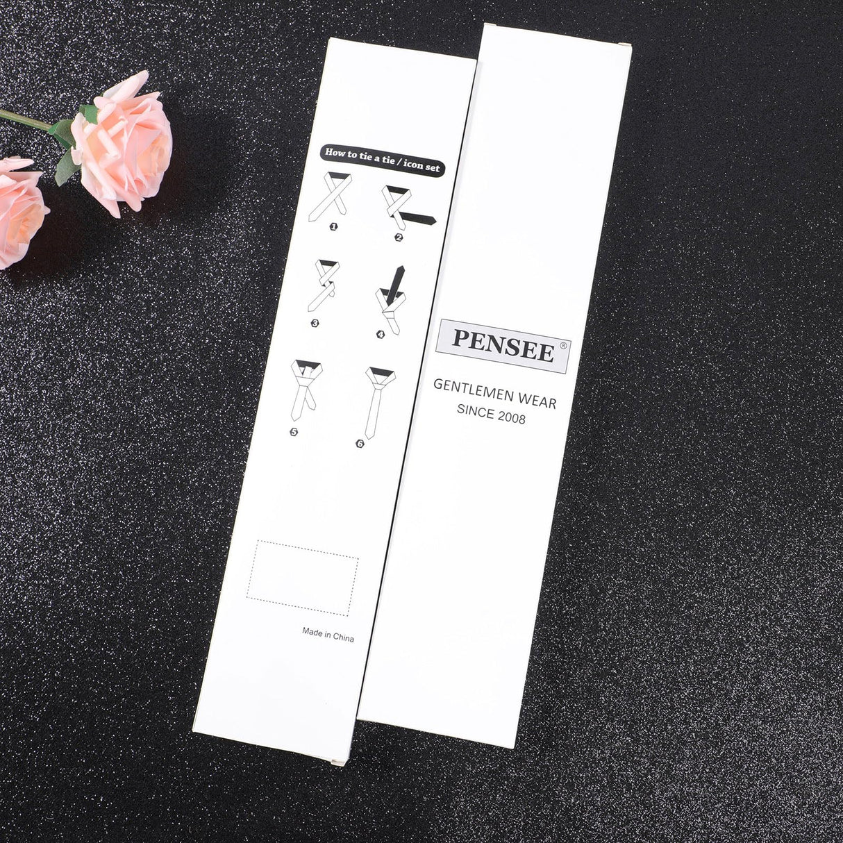 PenSee Men's White Tie Set Solid Pure Color 3.15" (8CM) Classic Formal Plain Necktie and Pocket Square Set For Men PenSee