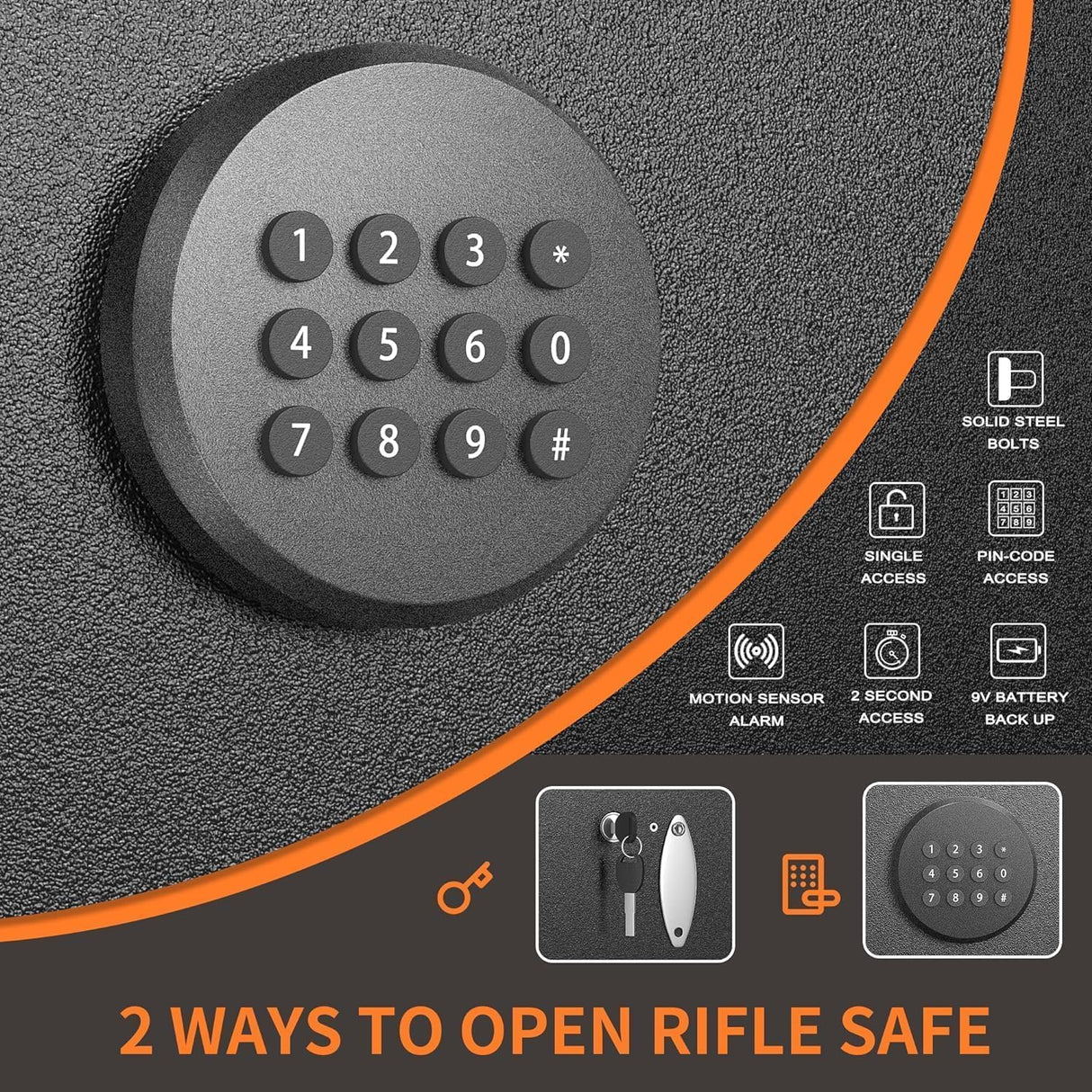 SUNCROWN 4-8 Rifle Gun Safe, Long Gun Safes for Rifles and Shotguns, Quick Access Rifle Safe with Numeric Keypad for Home Use, Metal Long Gun Safe Cabinet with 3 Adjustable Removable Brackets, Black SUNCROWN