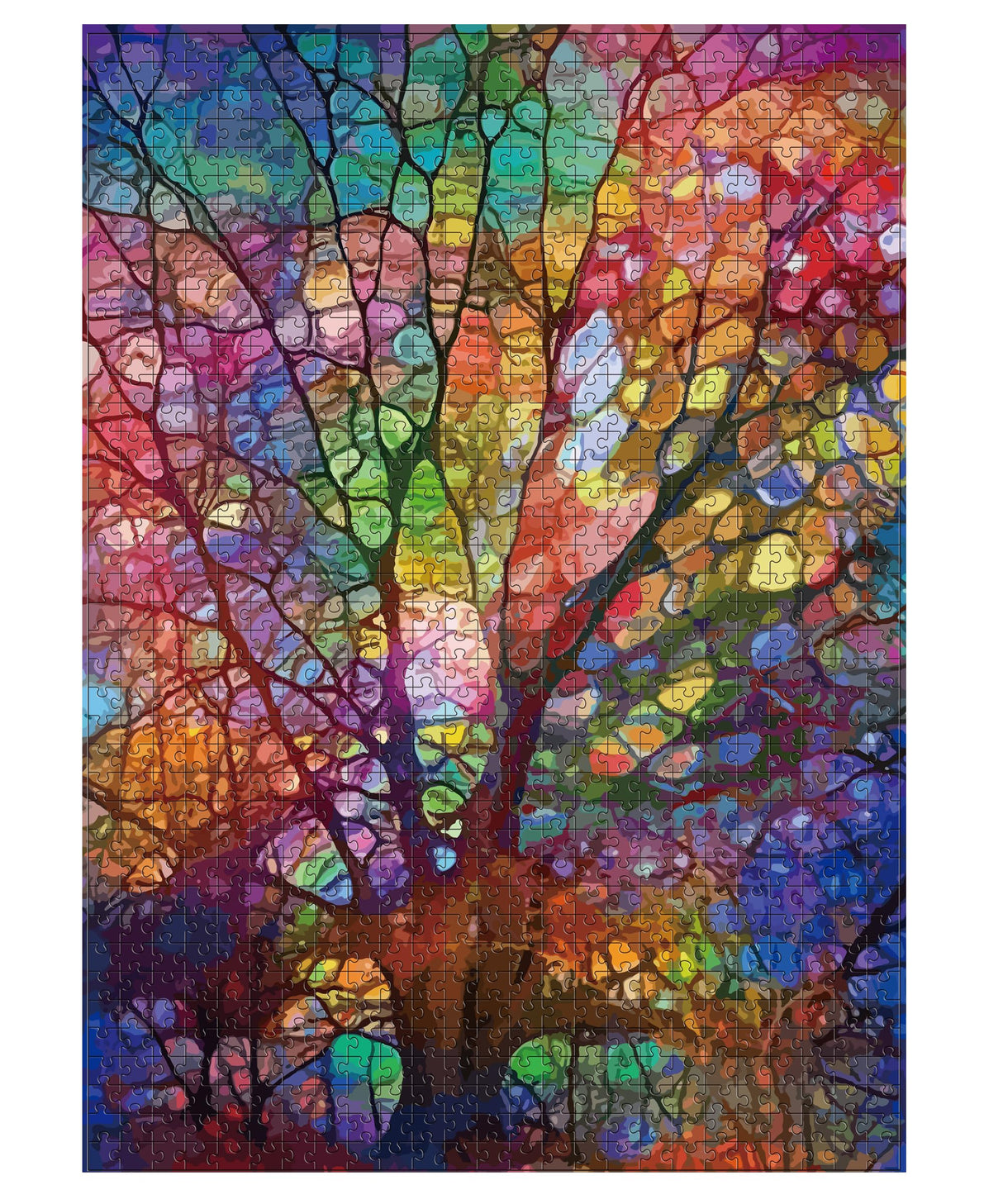 Petrala Jigsaw Puzzles 1000 Pieces for Adults Tree of Life 1000 Piece Puzzle for Adults Colorful Stained Glass Jigsaw Puzzles for Adults Kit with Letters on Back, Fit Together Perfectly Petrala