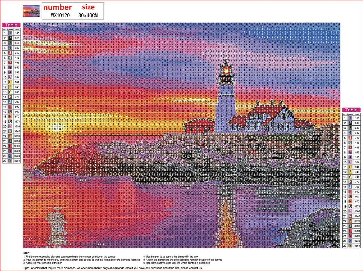 MXJSUA DIY Lighthouse Diamond Painting Kits for Adults, Sunrise Diamond Gem Art Painting for Beginners, Diamond Picture with Full Round Drill Dots Craft Set Gift, 12 x 16 Inch MXJSUA