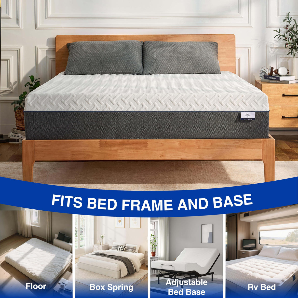 Gelsea 12 Inch King Green Tea Memory Foam Mattress for Cool Sleep & Pressure Relief, Bed in a Box, Removable Cover No Fiberglass, CertiPUR-US Certified Gelsea