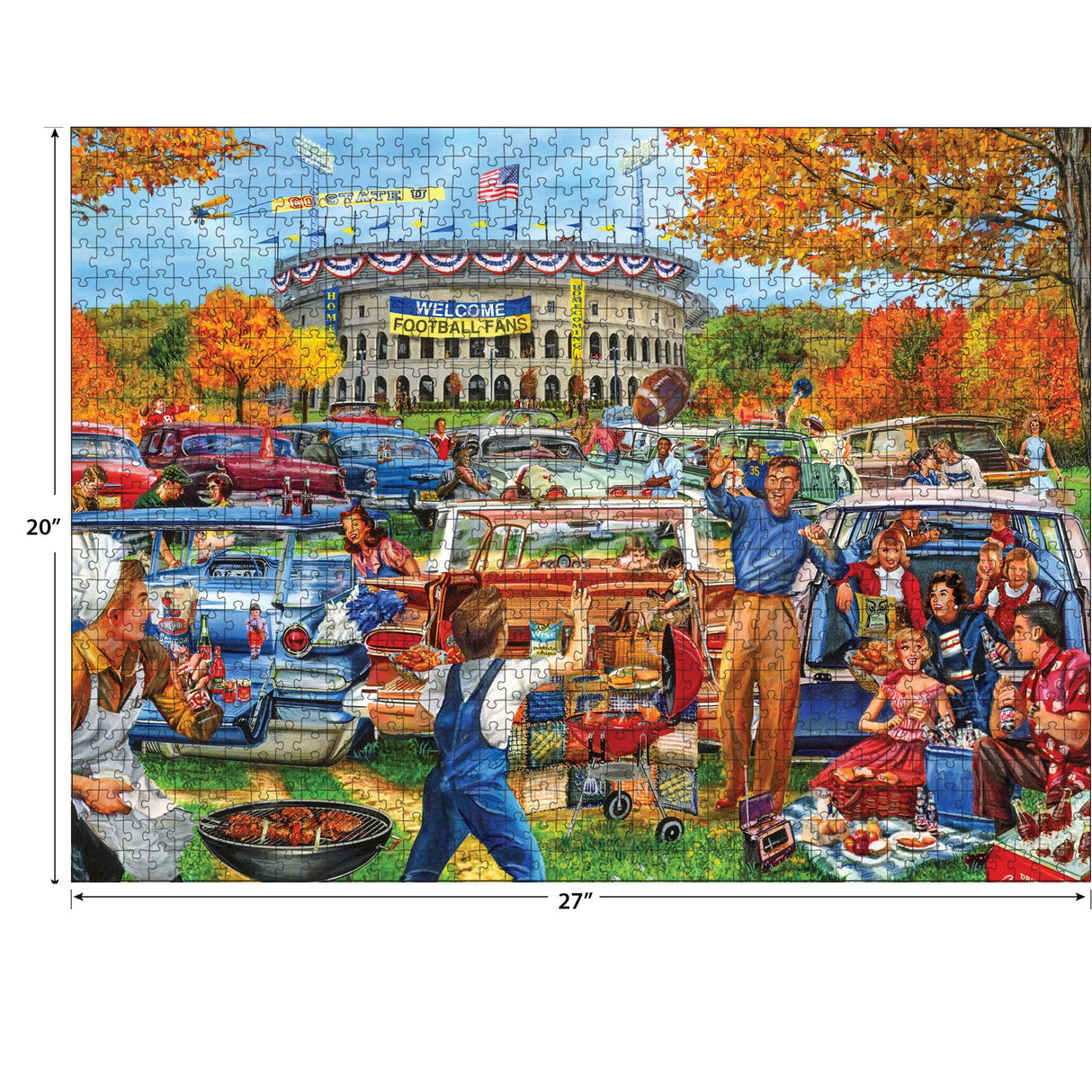 RoseArt - Back to The Past - Tailgating Fun - 1000 Piece Jigsaw Puzzle for Adults RoseArt