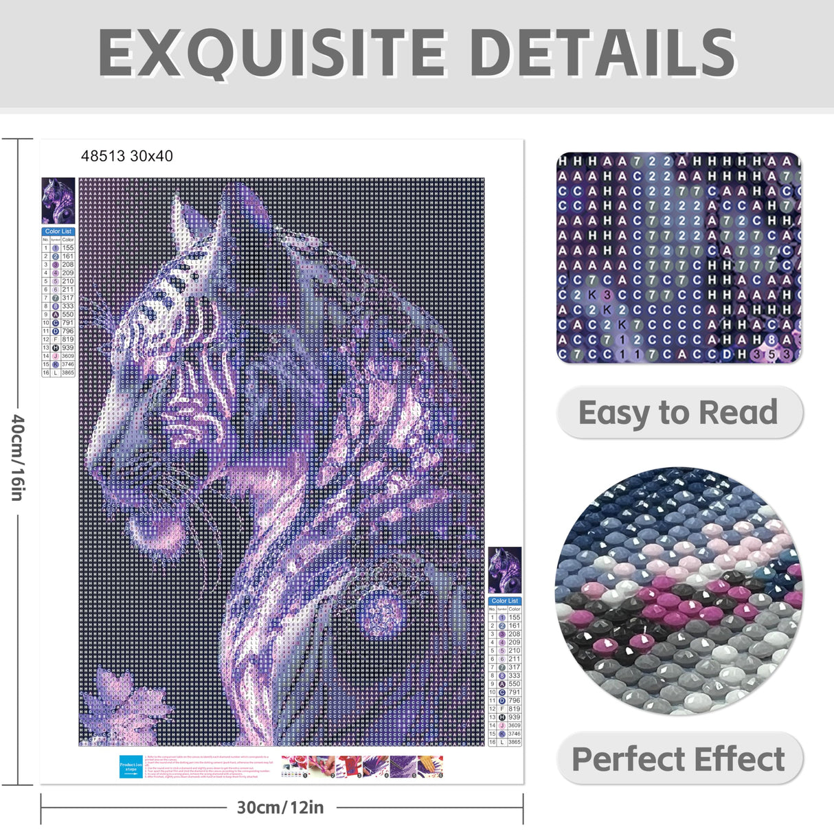Diamond Art Kits for Adults, 5d DIY Full Drill Purple Pattern White Tiger Diamond Painting Kits for Adults Beginners, Diamond Painting Art Craft Kits for Adults, Wall Home Decor(No Frame) 12x16 Inch GVYGVY