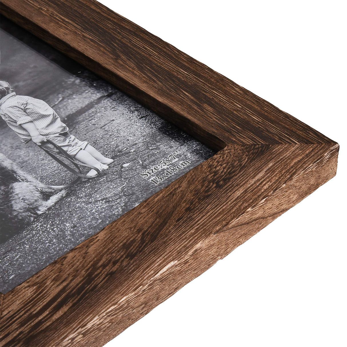 Yaetm 5x7 Picture Frame Distressed Wood, Rustic Solid Wood Photo Frame 5 x 7, Display for Tabletop and Wall, High Definition Glass, Carbonized Black (2 pack) Yaetm