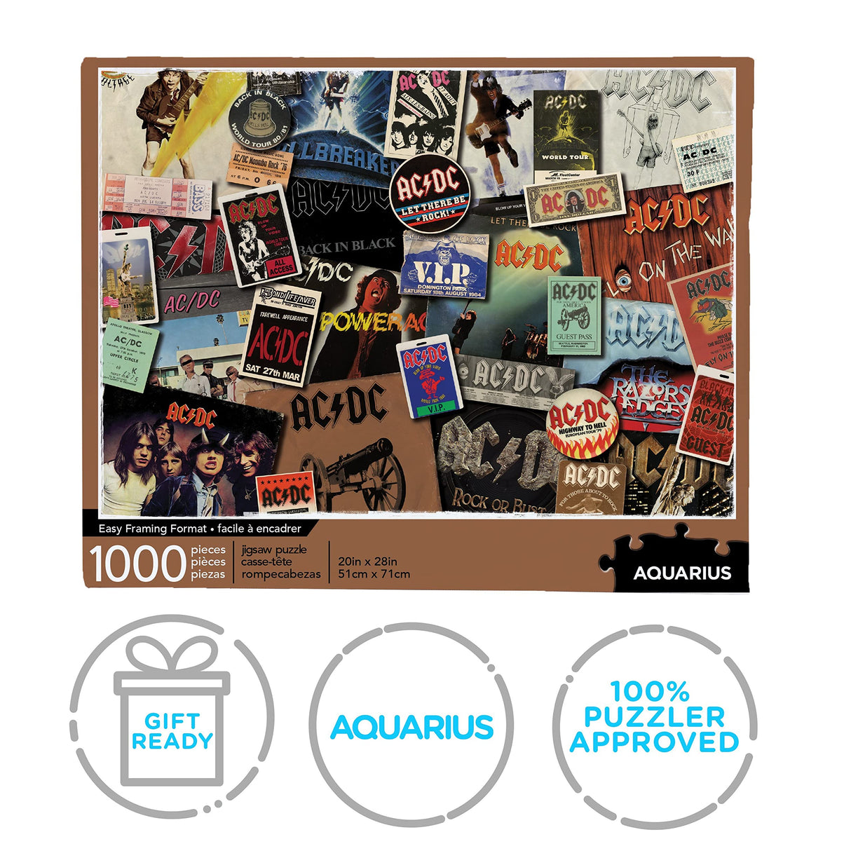 AQUARIUS AC/DC Albums Puzzle (1000 Piece Jigsaw Puzzle) - Officially Licensed AC/DC Merchandise & Collectibles - Glare Free - Precision Fit - 20 x 28 Inches AQUARIUS