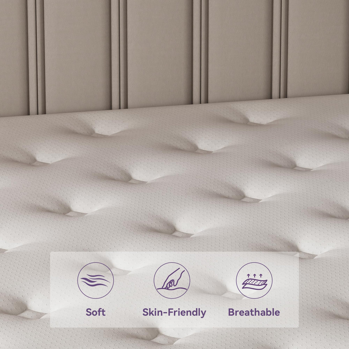 12 Inch Queen Mattress in a Box, Purple Hybrid Mattress with Gel Memory Foam and Pocket Springs for Motion Isolation, Pressure Relief & Cool Sleep, Medium Firm, CertiPUR-US Certified Nelaukoko
