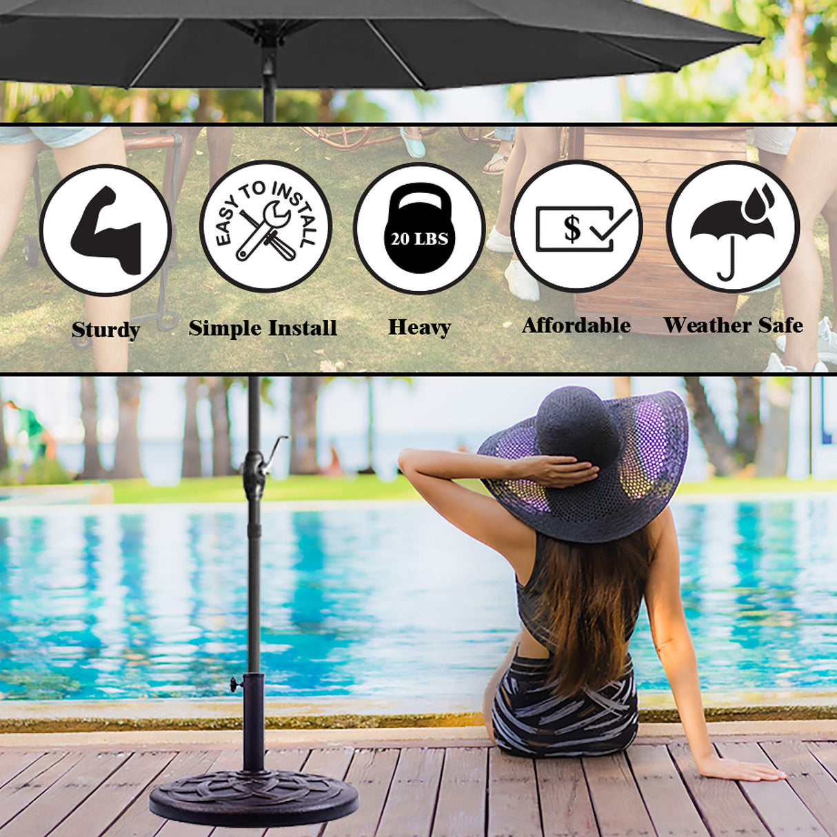 BACKYARD EXPRESSIONS PATIO · HOME · GARDEN 911554 21 Pound Umbrella Base, Bronze BACKYARD EXPRESSIONS PATIO · HOME · GARDEN