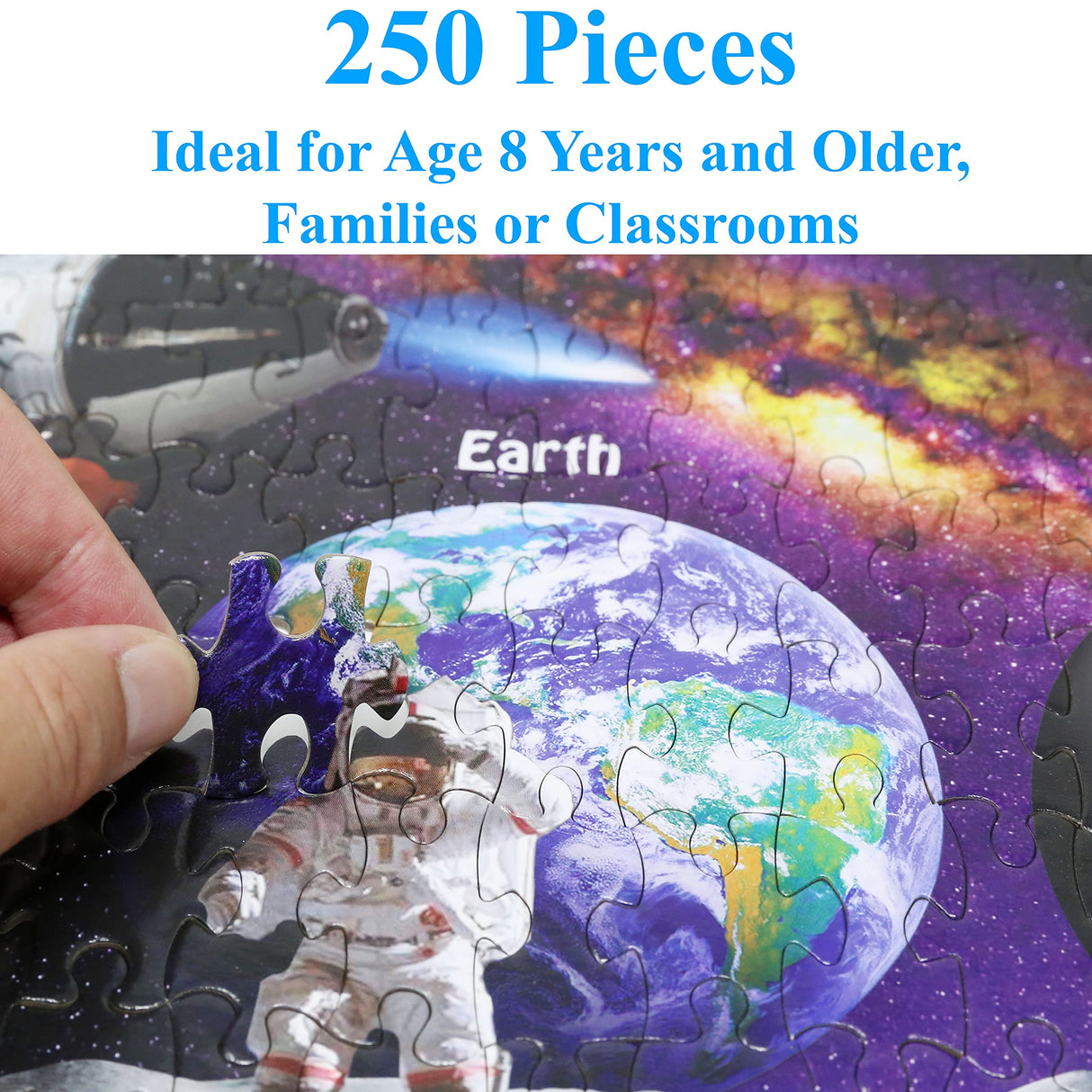 Think2Master Solar System & Space Exploration 250 Pieces Jigsaw Puzzle Fun Educational Toy for Kids 6-8 8-10 10-12, School & Families. Great Gift for Boys & Girls Ages 8+ for Learning. 14.2” X 19.3” THINK2MASTER