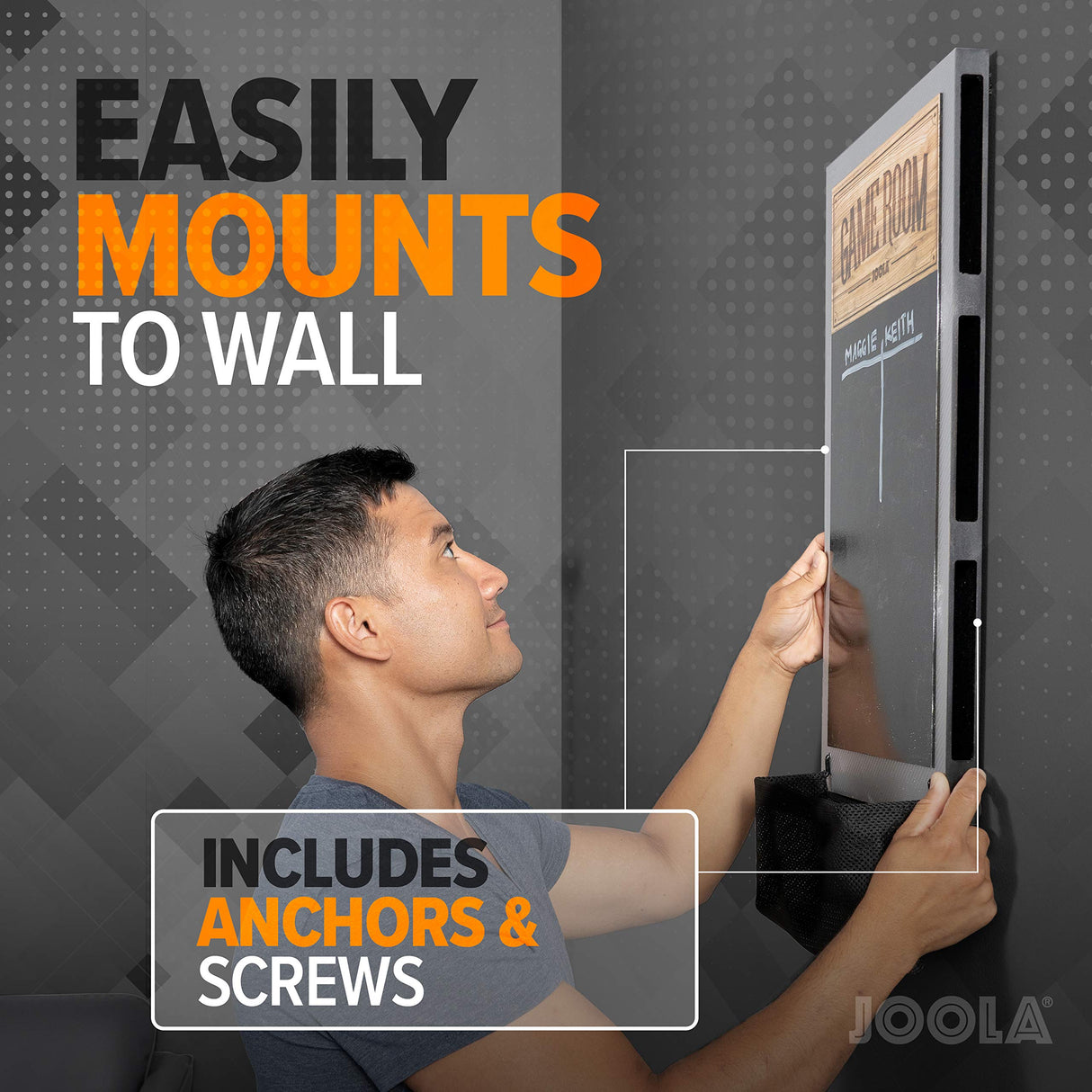 JOOLA Game Room Organizer with Ping Pong Paddle Holder, Table Tennis Ball Basket, Scoreboard, and Chalkboard JOOLA