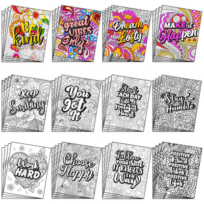 Geyoga 48 Pcs Mandala Coloring Cardstock for Adult Bulk Mandala Patterns Coloring Posters Cards 11 x 8.26'' Inspirational Positive Stress Relieving Activity for Kids Craft