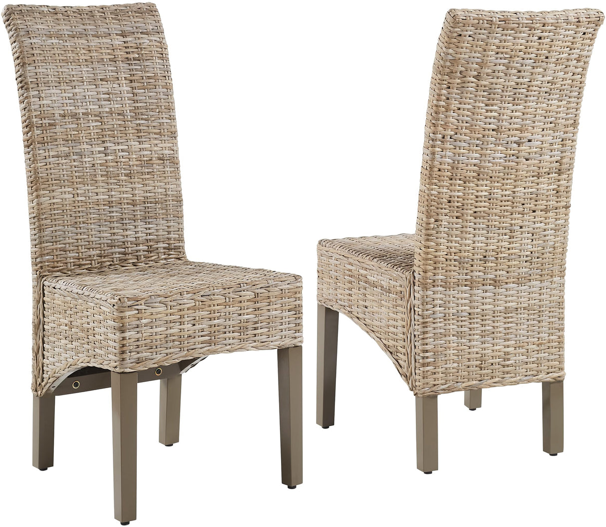 Crosley Furniture Edelyn Natural Rattan Dining Chairs Set of 2, Farmhouse Kitchen Accent Chair with Cushion, Kubu Rattan/Gray Crosley Furniture