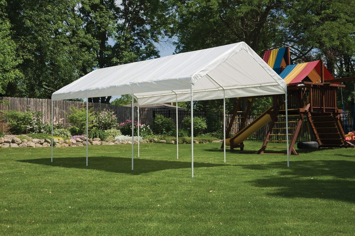 ShelterLogic 10' x 20' MaxAP 8 Leg Outdoor Gazebo or Heavy Duty Steel Canopy, White ShelterLogic