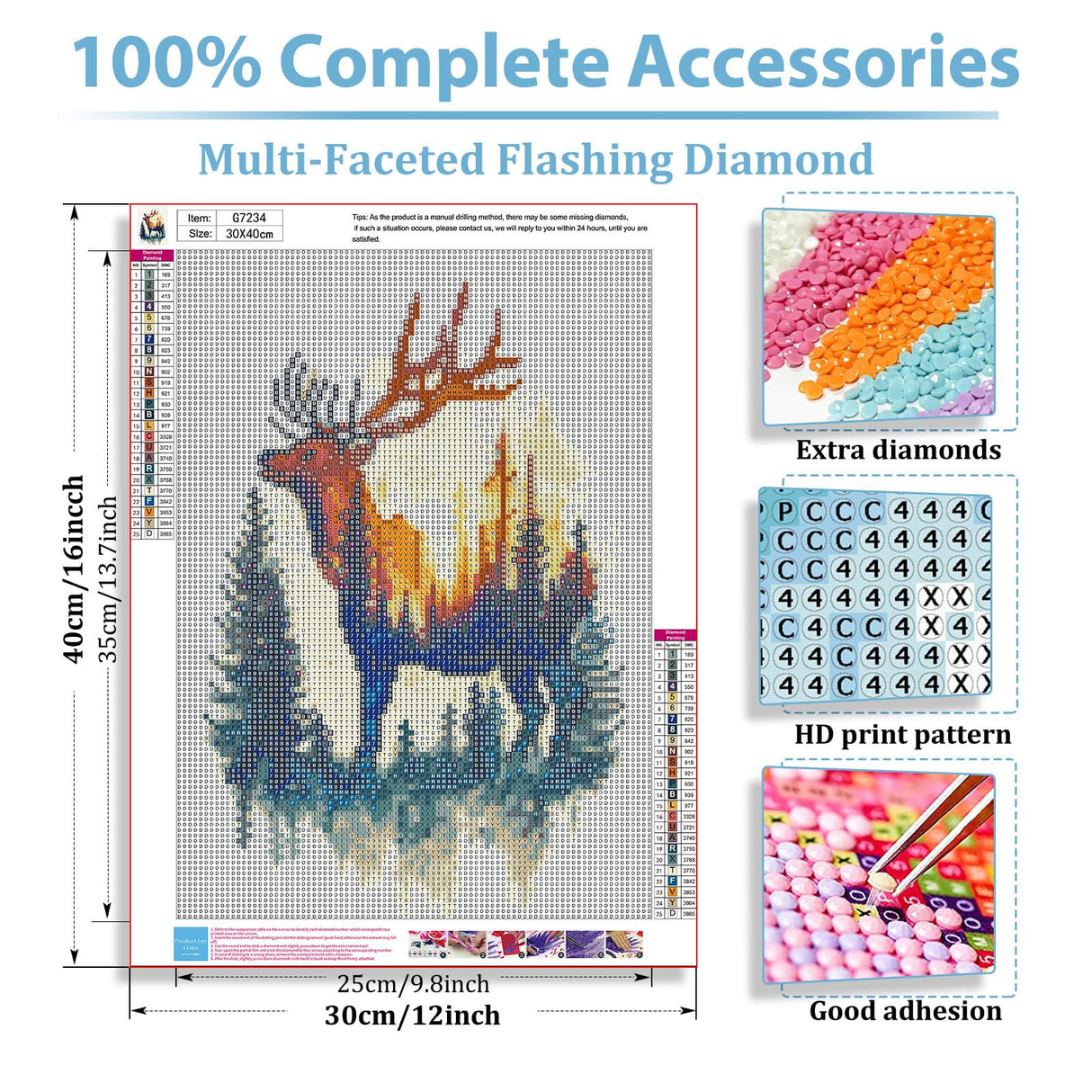 hkejoi Deer Diamond Art Kits for Adults, Animal Diamond Painting Kits for Adults Deer, 5D Diamond Painting Animal Diamond Art Painting for Gifts Home Wall Decoration 12''W x 16''L hkejoi