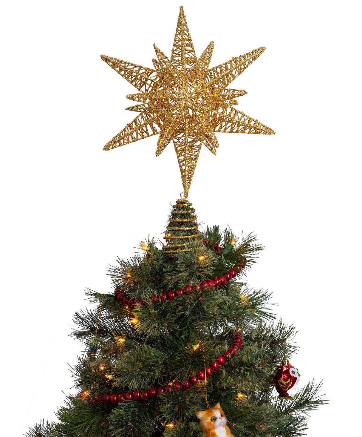 Ornativity Wooden Christmas Garland Decorations - Rustic Wood Beaded Christmas Tree Decorations Garland Bead Strand Xmas Holiday Decor (Cranberry Red) 8'6" Ornativity