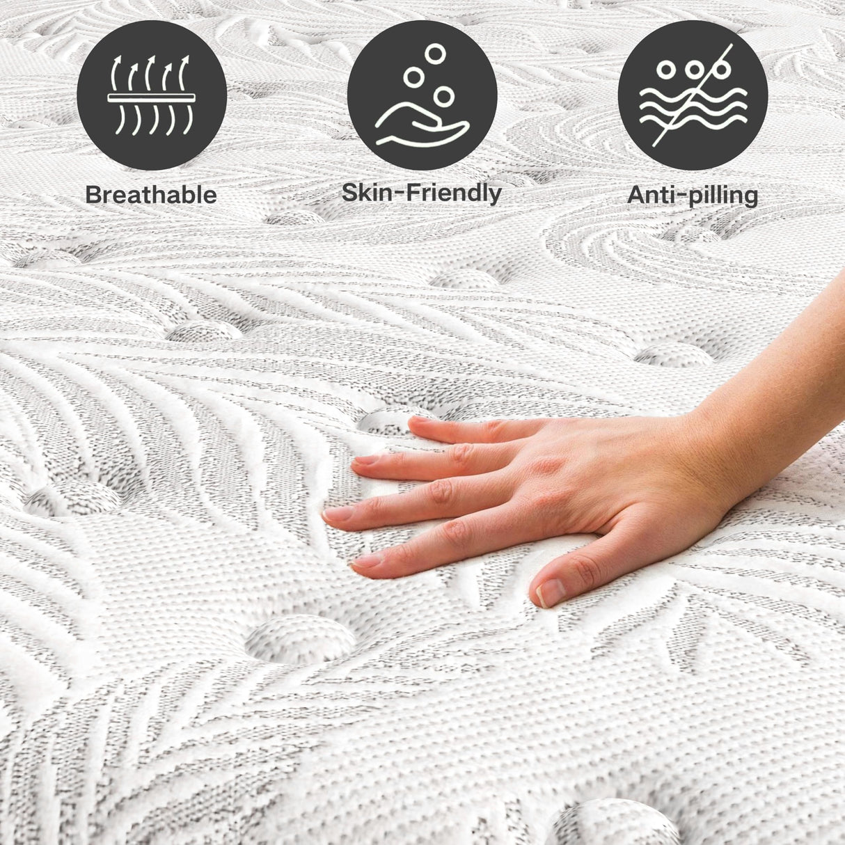 Queen Mattress, 12 inch Queen Size Mattress in a Box Hybrid Design with CertiPUR-US Foam Queen Bed Mattress Pressure Relief Motion Isolation 100 Nights Trial aottress