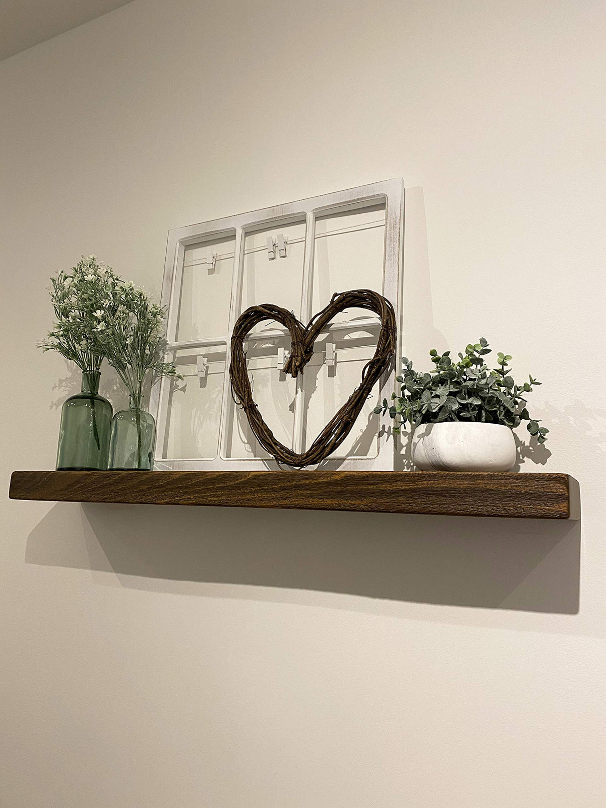 Joel's Antiques - 54 Inch Wooden Floating Shelves for Wall - Made of Natural Wood - Long Heavy Duty Rustic Wall Shelves for Bedroom - Perfect for Living Room, Kitchen - Medium Brown 54x6x2 Inches joelsantiques