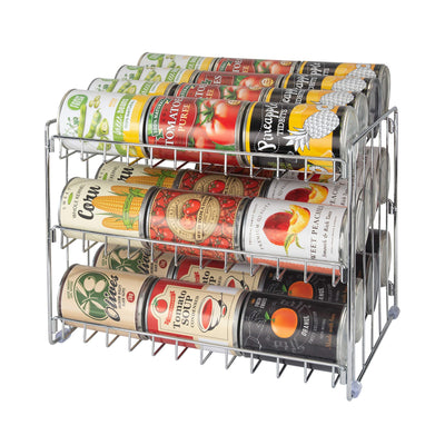 Kitchen Details 3 Tier Can Organizer | Canned Food Storage Rack | Kitchen Cabinet and Pantry Organization | Holds 36 Cans | Space Saving | Chrome