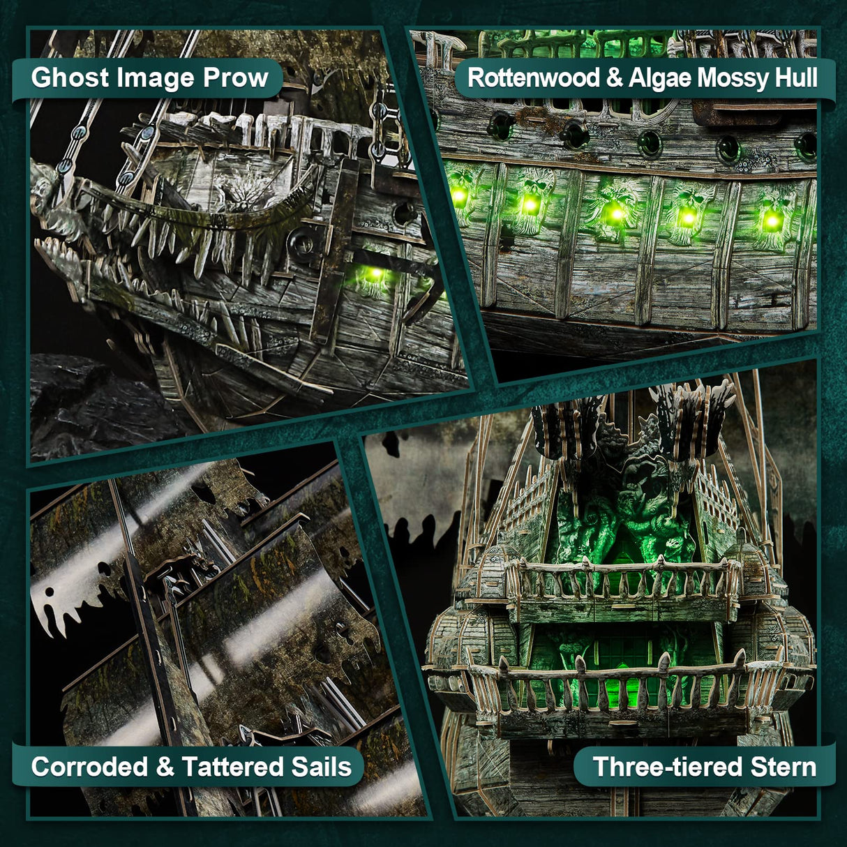 CubicFun 3D Puzzles for Adults - LED Flying Dutchman 3D Puzzle, 360-pieces - Desk Decor for Home Office - Christmas Aduls Teacher Gifts Stocking Stuffers CubicFun