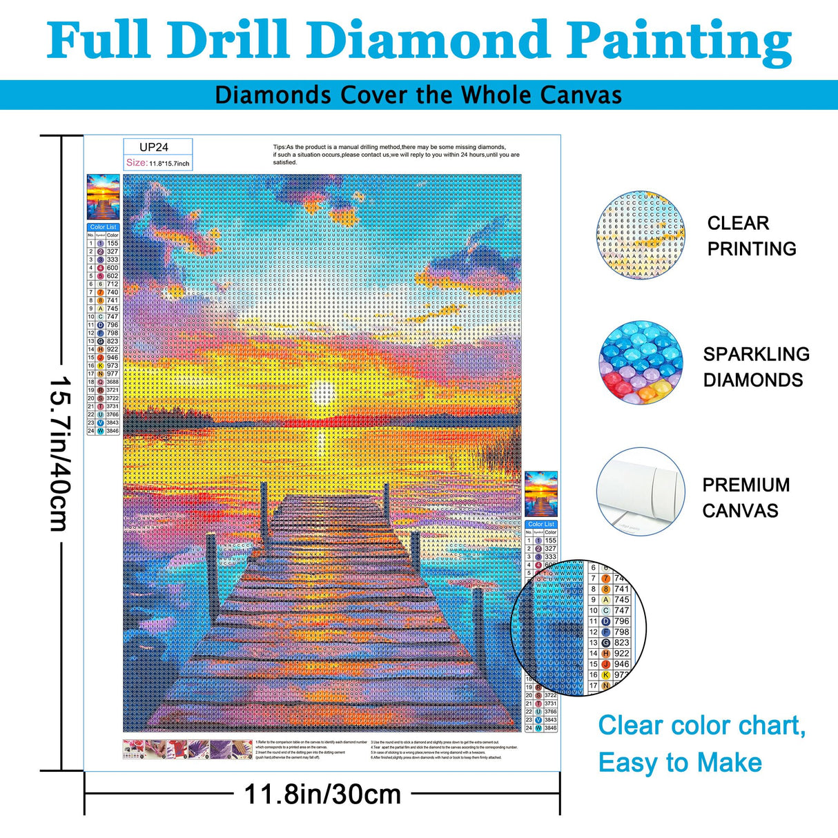 Upigi Diamond Painting Kits for Adults,Sunset Bridge DIY 5D Diamond Painting Kits for Beginners,Round Full Drill Gem Art Crafts Kit for Home Wall Decor 12 x 16 Inch Upigi
