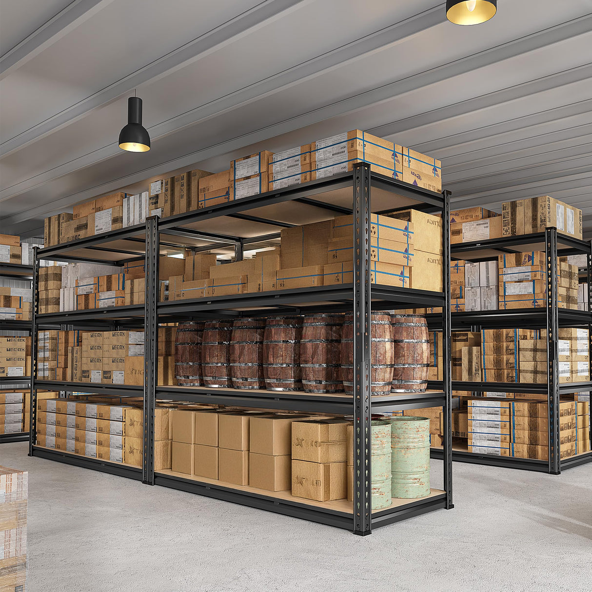 REIBII 48" W Garage Shelving Heavy Duty Storage Shelves 4 Tier Heavy Duty Shelving 2550LBS Adjustable Metal Shelves for Garage Storage Rack Utility Rack Industrial Shelf,47.9" W X60.2 H X 24" D REIBII