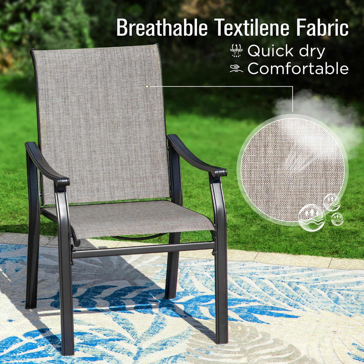 Sophia & William Patio Dining Set 9 Pieces, 8 Quick Dry Textilene Chairs and 1 Large Square Outdoor Dining Table, Durable All-Weather Patio Furniture for Lawn, Park, and Courtyard Support 350lbs Sophia & William