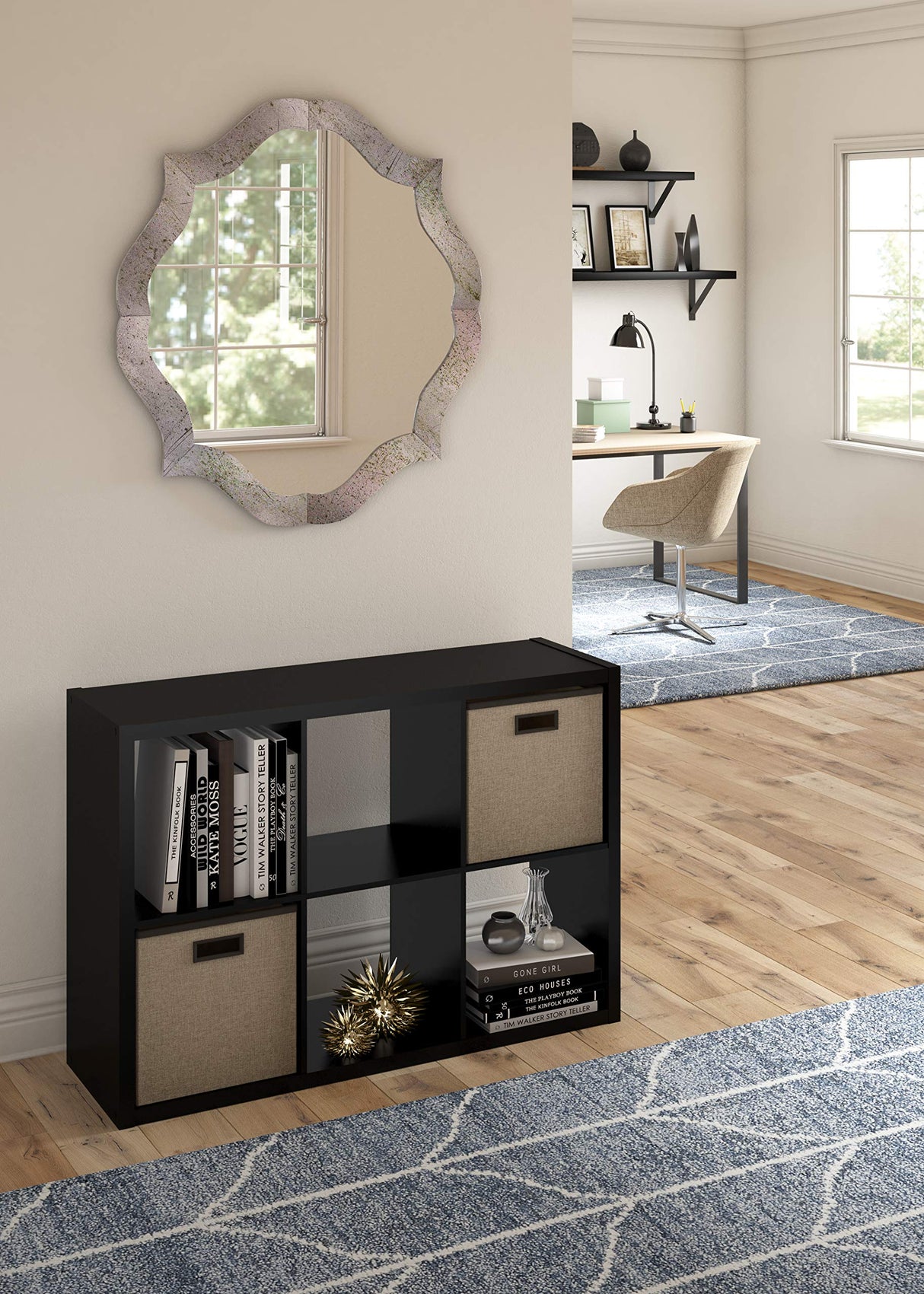 ClosetMaid 6 Cube Storage Shelf Organizer Bookshelf with Open Back, Vertical or Horizontal, Easy Assembly, Wood, Black Finish ClosetMaid