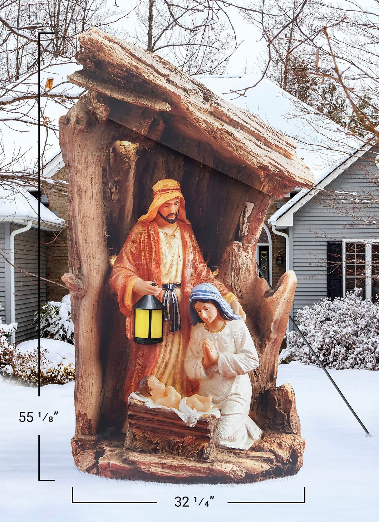 Three Kings Gifts Christmas Outdoor Nativity Scene - 55" Life-Like Scene of The Holy Family Nativity Scene Outdoor bathed in Soft Amber Light - Sturdy & Durable Yard Nativity Scene for Winter THREE KINGS GIFTS THE ORIGINAL GIFTS OF CHRISTMAS