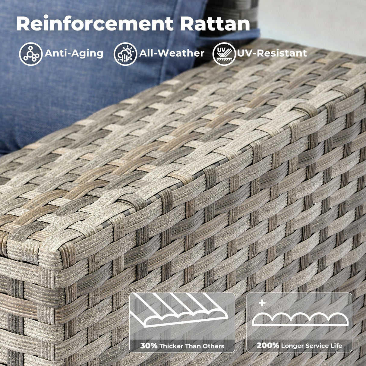 ovios 10 Pieces Patio Furniture Set, Outdoor Wicker Sectional Sofa with 42" Fire Pit Table Swivel Chairs, Modern Modular Deep Seat Rattan Couch Conversation Sets, Denim Blue ovios