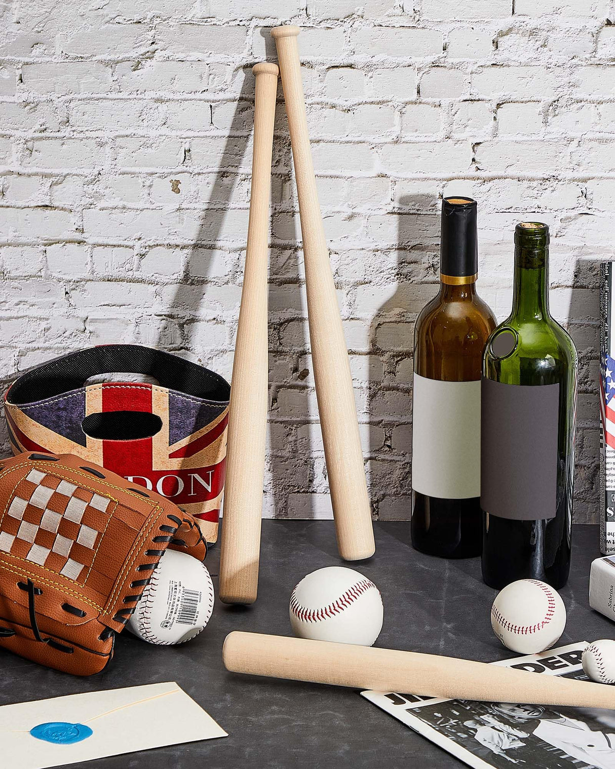 Wettarn 18 Inch 2 Pcs Mini Baseball Bats Wooden Baseball Bat Craft Unfinished Small Baseball Bats Unpainted Wood Baseball Bats for Painting DIY Craft Projects Ball Sports Party Favors Wettarn