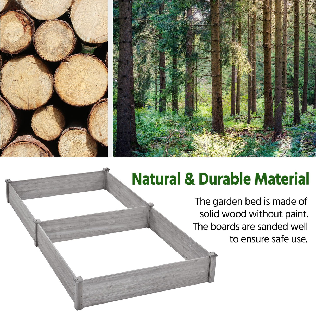 Yaheetech 8×4ft Wooden Horticulture Raised Garden Bed Divisible Elevated Planting Planter Box for Flowers/Vegetables/Herbs in Backyard/Patio Outdoor, 93 x 48 x 10in, Gray Yaheetech