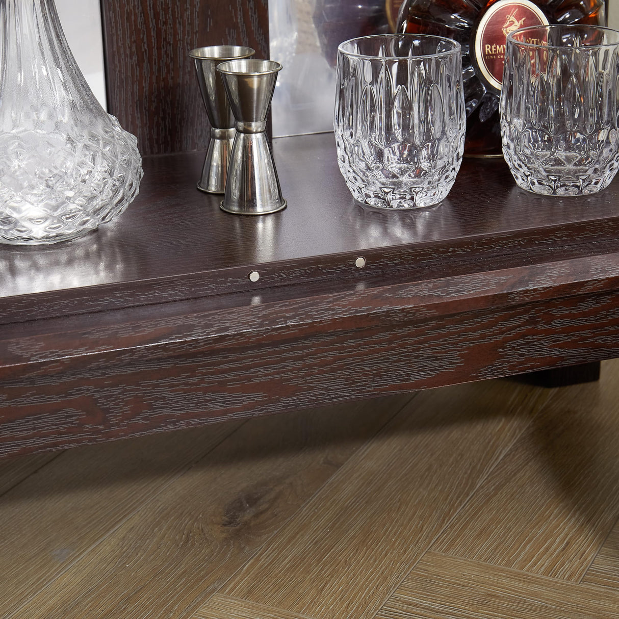 HRVEOCEI Curio Cabinet with Lighted, Display Cabinet with Glass Doors, Corner China Cabinet with Tempered Adjustable Glass Shelves & Carved Decoration(Brown) HRVEOCEI