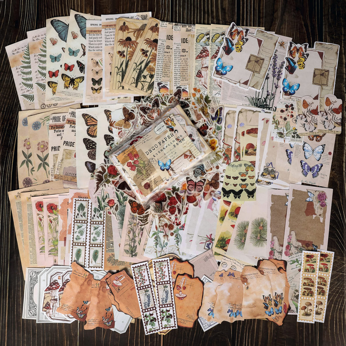 200 Pieces Vintage Scrapbook Supplies Pack for Junk Journal Planners DIY Paper Stickers Vintage Ephemera Pack Decoupage for Art Journaling Bullet Craft Notebooks Collage Aesthetic Gifts (Plant) EWPJDK