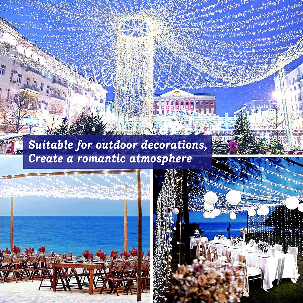 KNONEW 403ft 1000 LED String Lights Outdoor Christmas Lights 8 Modes & Timer Fairy Light Plug in Waterproof LED String Lights for Xmas Yard Tree Wedding Party Holiday Decorations (Cool White) KNONEW