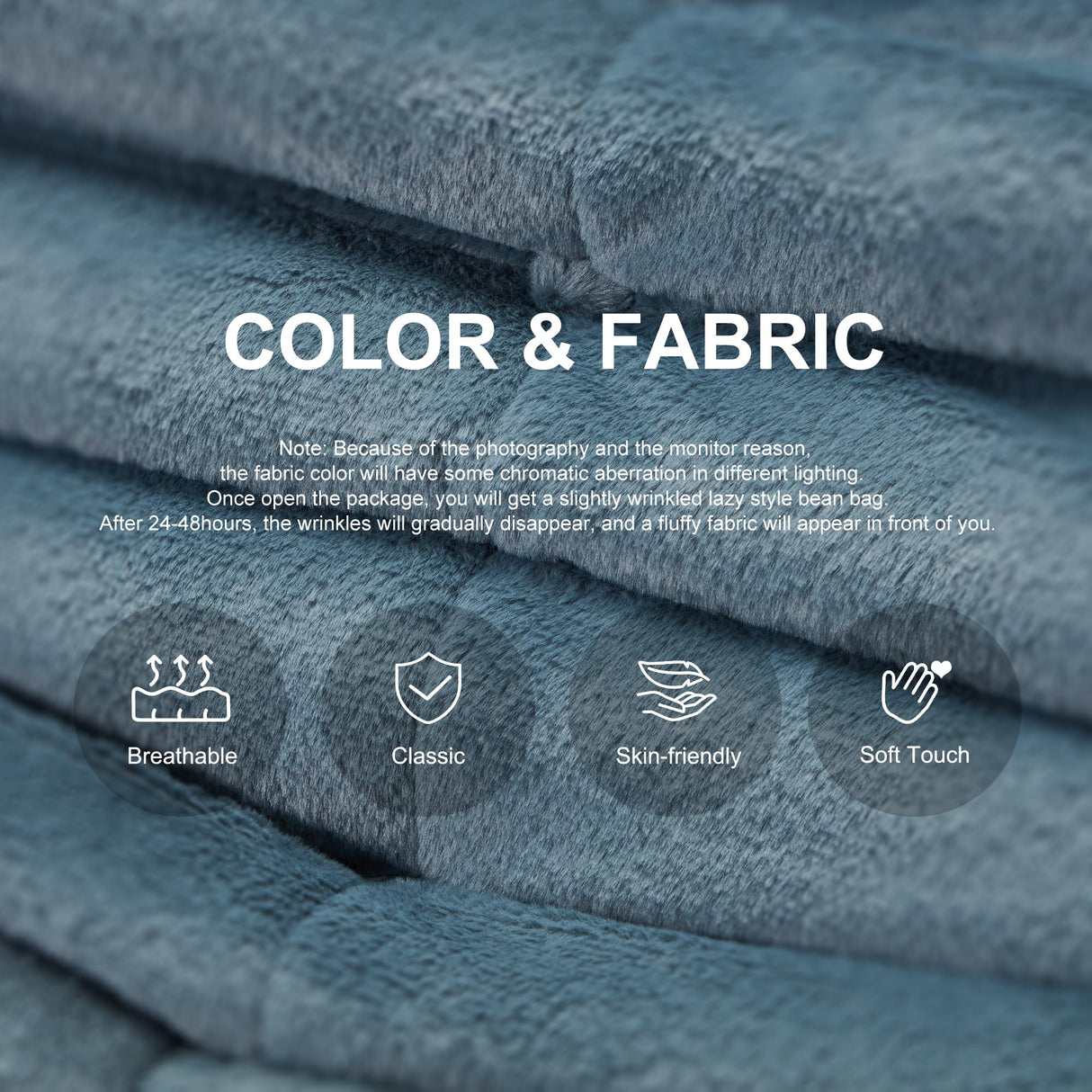 Bean Bag Chairs for Adults Giant Bean Bag Chair Memory Foam BeanBag Chair Big Bean Bag Sofa with Filler Faux Fur Fireside Beanbags Lazy Sofa for Living Room Bedroom Dorm Office (Bluegrey Plush) Hobestluk