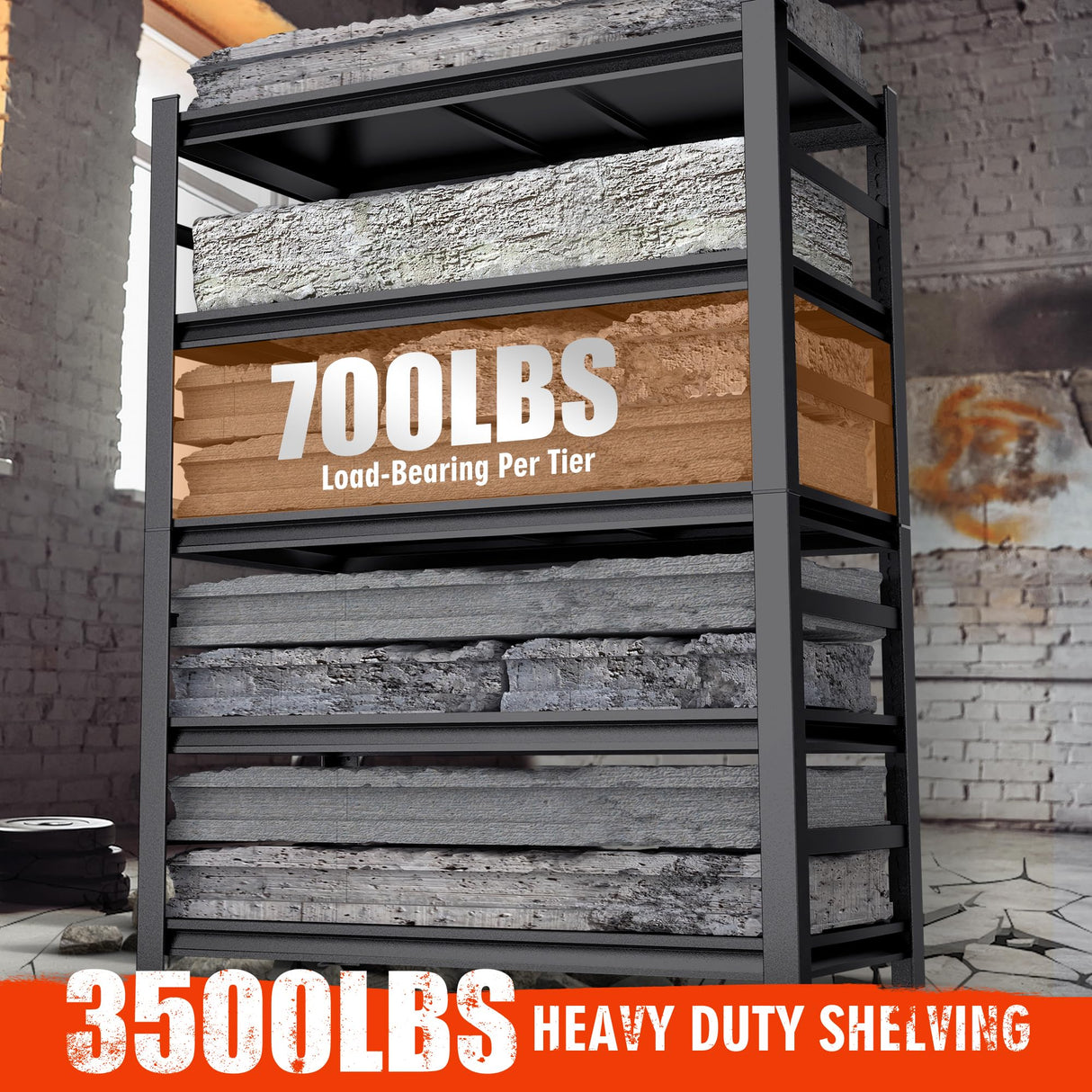 78"H Garage Shelving Unit and Storage-Easy Assembly Metal Shelves 5-Tier Utility Rack| Heavy-Duty Adjustable Shelf| Steel Rust-Resistant Shelves for Industrial,Warehouse,Basement,18"D x 48"W x 78"H Metallitrend