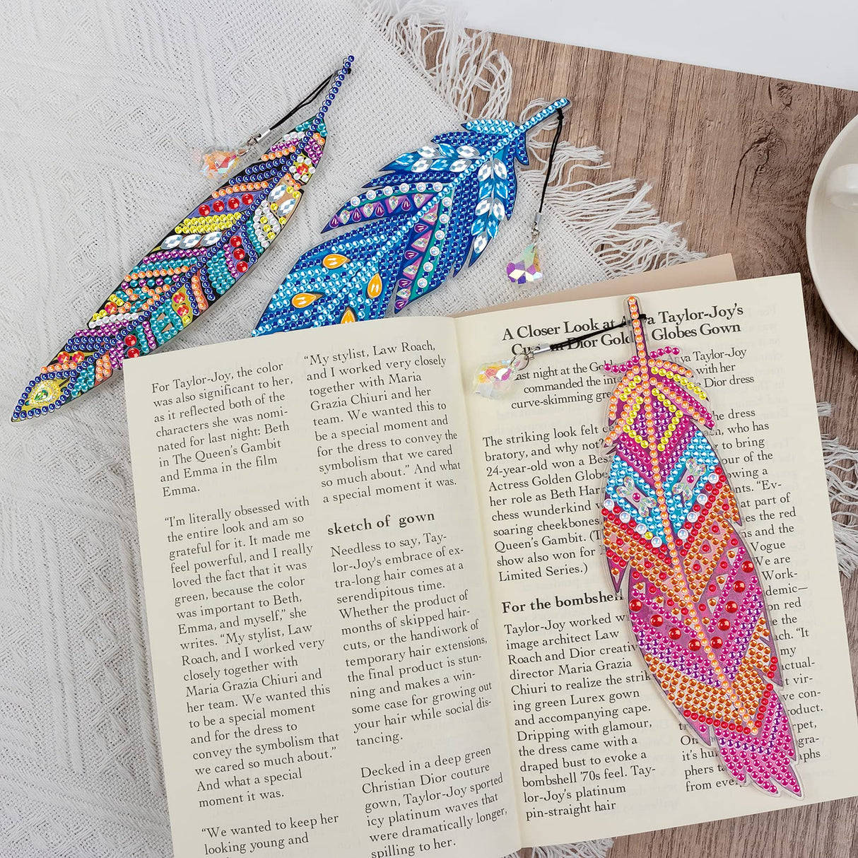 Acudotr 6 Pack Diamond Painting Bookmarks with Tassel, DIY Diamond Art Acrylic Bookmarks Kits for Read & Crafts Lovers Acudotr