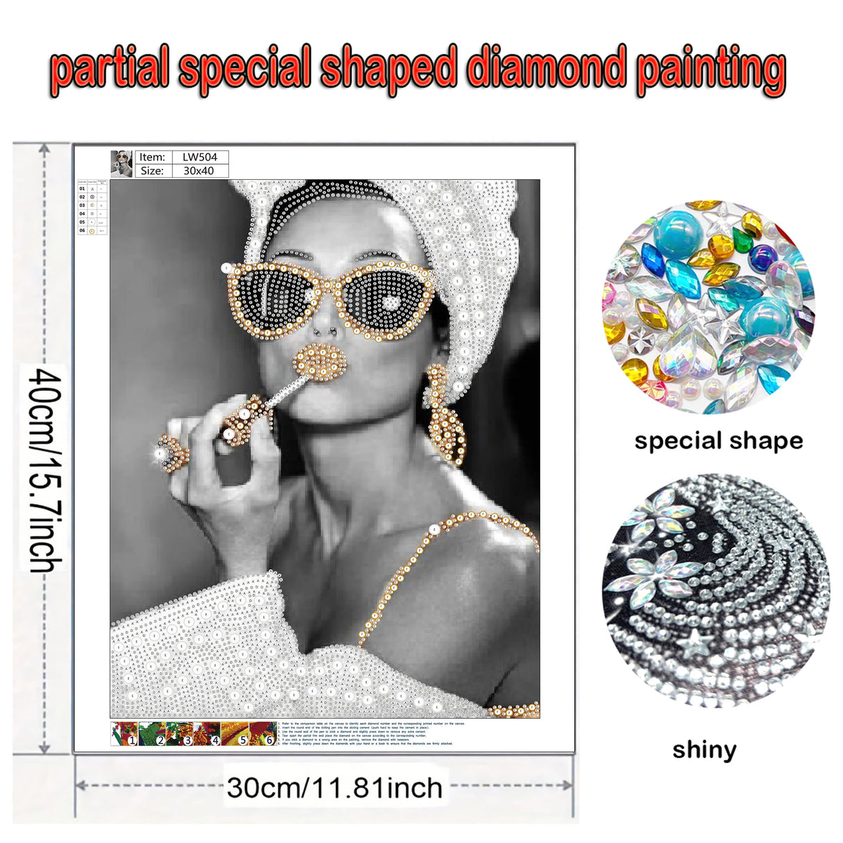 KUFWKEY Woman Diamond Art Kit for Beginners,Partial Diamond Painting Kits for Adults,5D Special Shape Diamond Art Painting,DIY Diamond dots,Mosaic Crafts for Adults,Bathroom Decor,11.81x15.7 inch KUFWKEY
