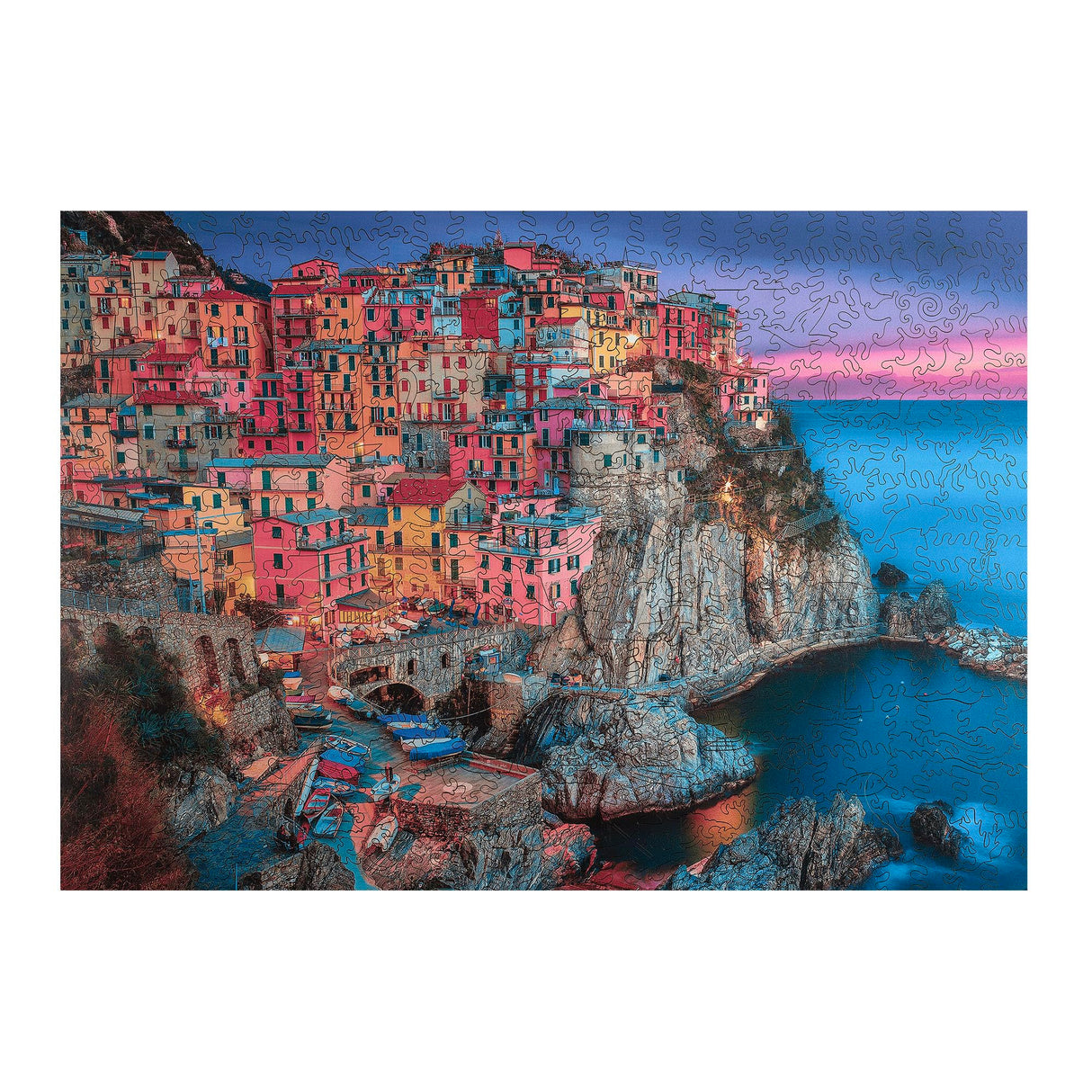Buffalo Games - Cinque Terre Wood Puzzle - Whimsy Cut Jigsaw Pieces - 500 Piece Jigsaw Puzzle - Ages 14 and Up Buffalo Games
