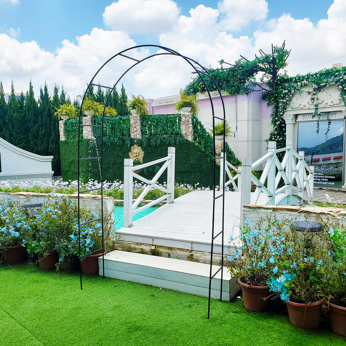 SCENDOR Iron Pergola Arbor Practical, 7.9 Feet High x 4.6 Feet Wide, Assemble Easily for Various Climbing Plant Wedding Garden Arch Bridal Party Decoration Wide Arbor SCENDOR