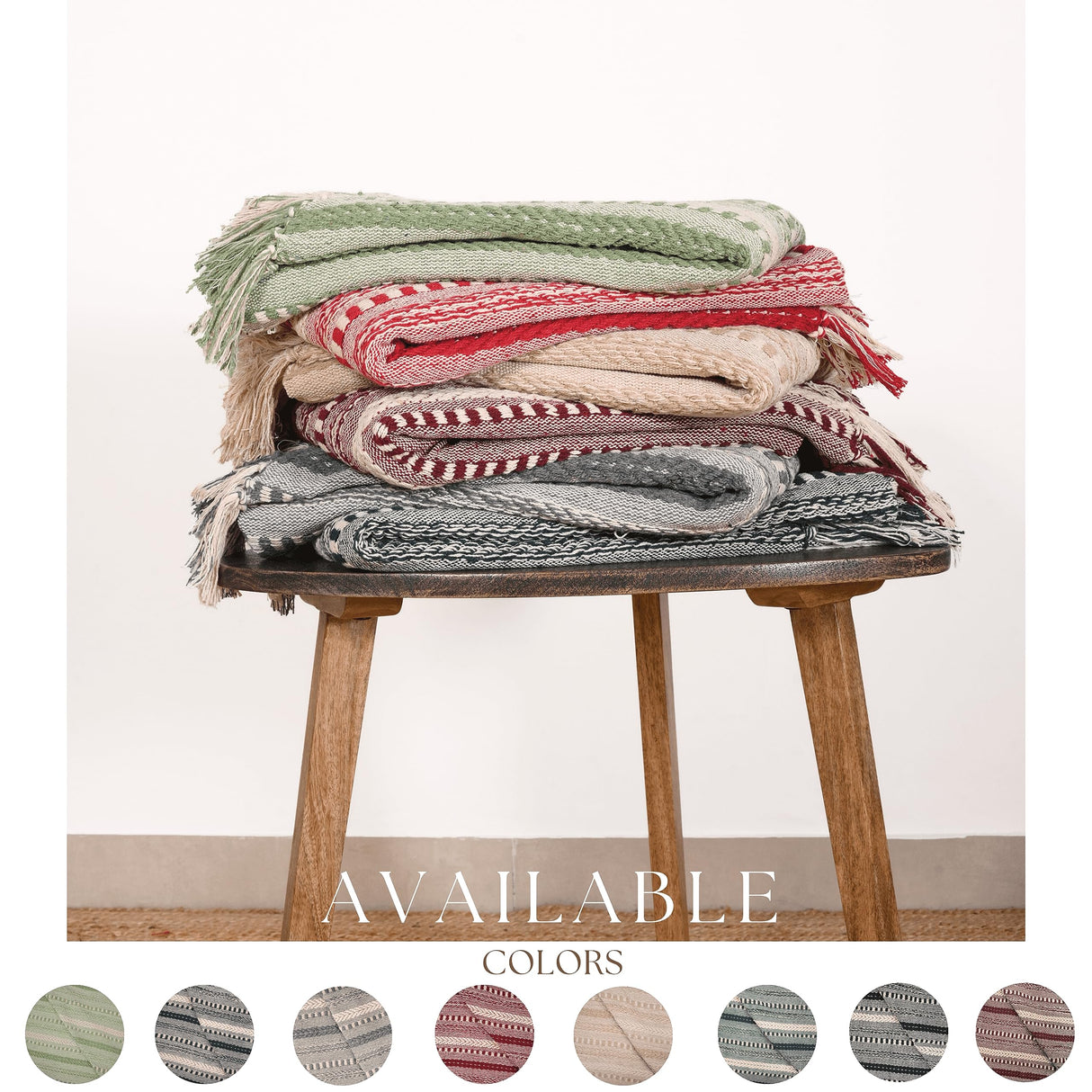 RAJRANG Farmhouse Throw Blanket Boho Living Room Decor Brown Cotton Stripe Cozy Bed Blankets with Fringe Soft and Luxury for Couch 50 x 60 Inches Warm Sand RAJRANG