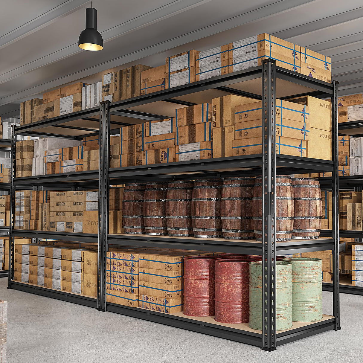 REIBII 48.2''W Garage Shelving Heavy Duty Shelving 2500LBS Storage Shelves Adjustable Garage Storage Shelf 4 Tier Metal Shelves for Storage Rack Industrial Metal Shelving Unit, 48.2"W X 24.2"D X 60"H REIBII