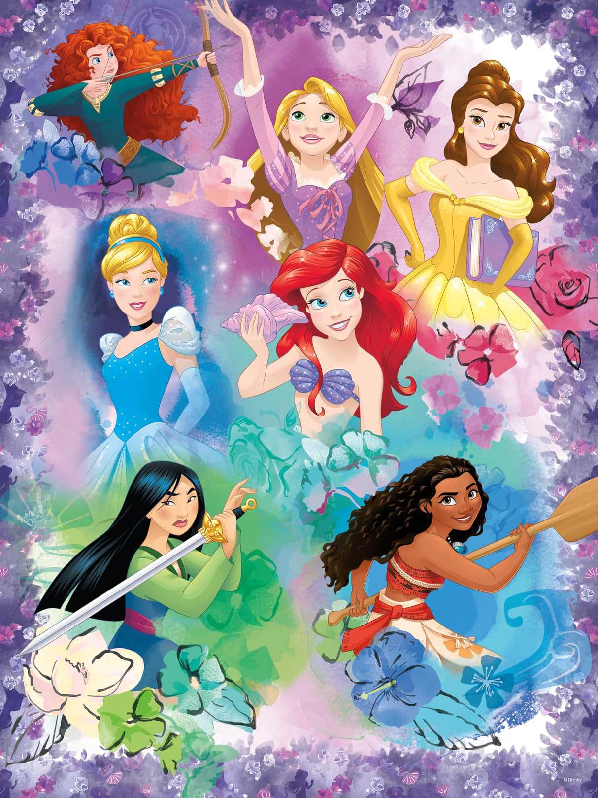 Ceaco - Disney - Purple Princess Collage - 300 Oversized Piece Jigsaw Puzzle Ceaco