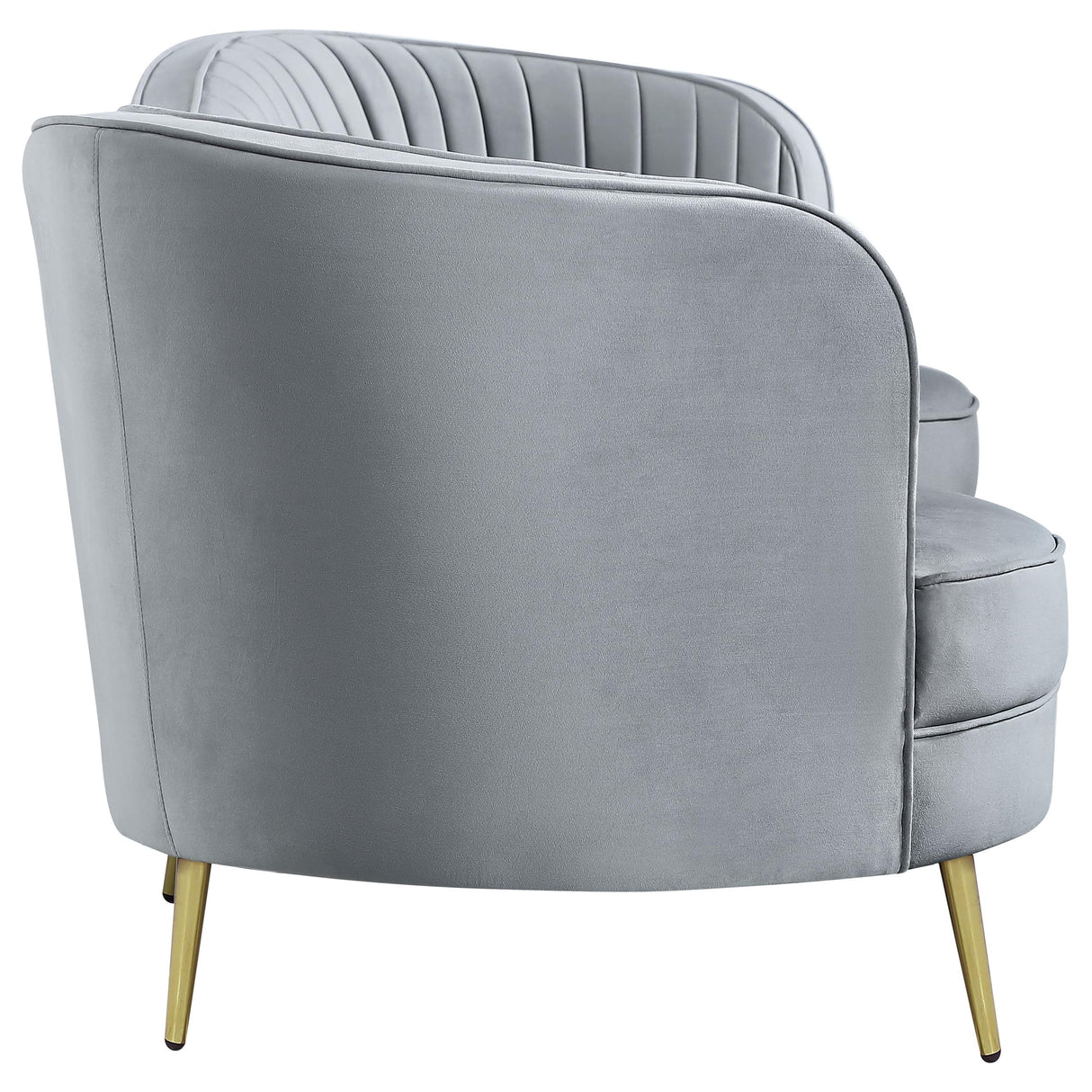 Coaster Home Furnishings - Sophia - Velvet Fabric Upholstered Channel Tufted Stationary Sofa with Inverted Camel Back - Contemporary - Living Room - Gray - 506864 Coaster Fine Furniture
