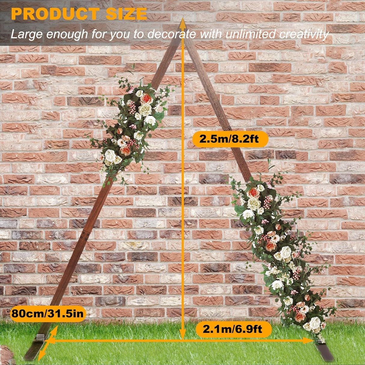 Wooden Wedding Arch for Ceremony, 8.2FT Triangle Backdrop Arch Stand for Wedding Ceremony Gorgeous Wedding Arbor Rustic Arch Decorations for Garden Wedding, Parties Netcoin